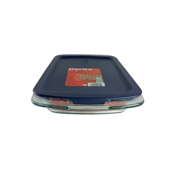 Pyrex Easy Grab Glass Casserole Baking Dish 3qt. 13x9x2 W/Blue Lid New - Picture 4 of 8